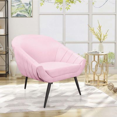 Kit 02 Poltronas Giovana Suede Rosa Bebê de Ferro