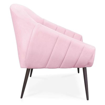 Kit 02 Poltronas Giovana Suede Rosa Bebê de Ferro