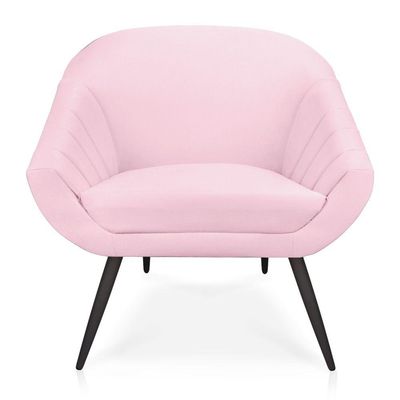 Kit 02 Poltronas Giovana Suede Rosa Bebê de Ferro