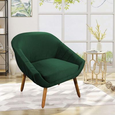 Kit 01 Namoradeira e 02 Poltronas Veludo Verde Esmeralda Castanho