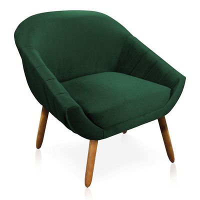 Kit 01 Namoradeira e 01 Poltrona Veludo Verde Esmeralda Castanho