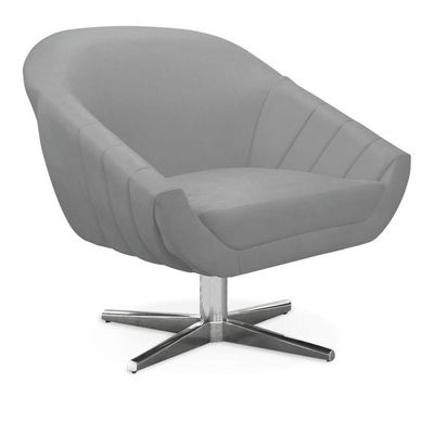Poltrona Giratória Giovana Suede Base Cromada - D'rossi Cor Cinza