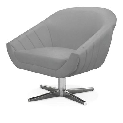 Poltrona Giratória Giovana Suede Base Cromada - D'rossi Cor Cinza