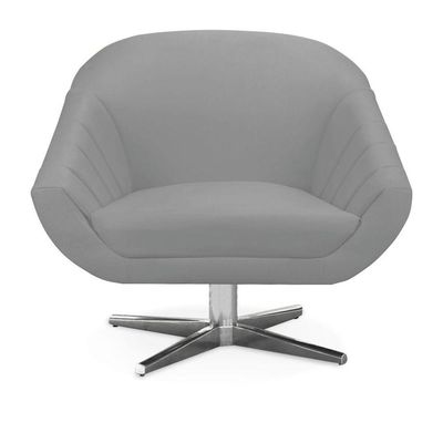 Poltrona Giratória Giovana Suede Base Cromada - D'rossi Cor Cinza