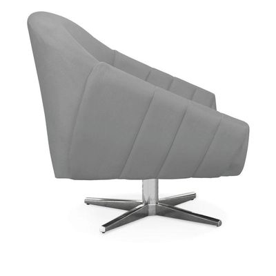 Poltrona Giratória Giovana Suede Base Cromada - D'rossi Cor Cinza