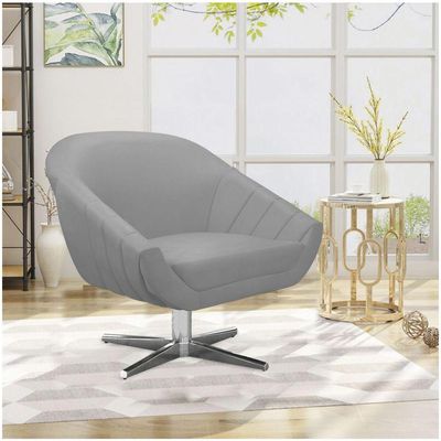 Poltrona Giratória Giovana Suede Base Cromada - D'rossi Cor Cinza