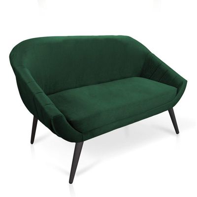 Kit 01 Namoradeira 02 Lugares E 01 Poltrona Giovana Veludo Pés Palito De Ferro Verde Esmeralda