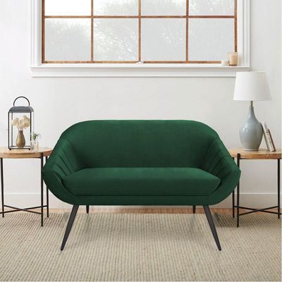 Kit 01 Namoradeira 02 Lugares E 01 Poltrona Giovana Veludo Pés Palito De Ferro Verde Esmeralda