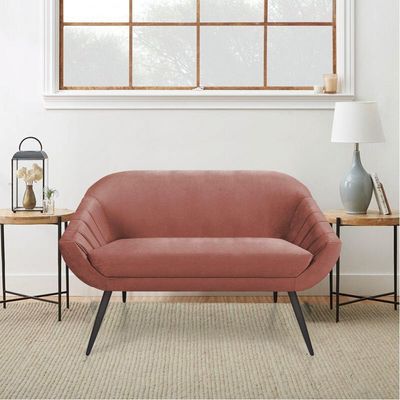 Kit 01 Namoradeira 02 Lugares E 01 Poltrona Giovana Veludo Pés Palito De Ferro Rose