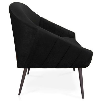Kit 02 Poltronas Giovana Veludo Pés Palito De Ferro Preto