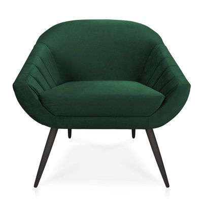 Kit 02 Poltronas Giovana Veludo Verde Esmeralda Pés Palito De Ferro