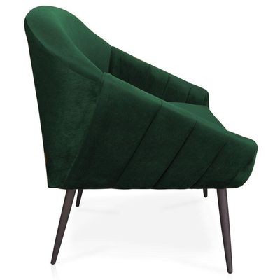 Kit 02 Poltronas Giovana Veludo Verde Esmeralda Pés Palito De Ferro