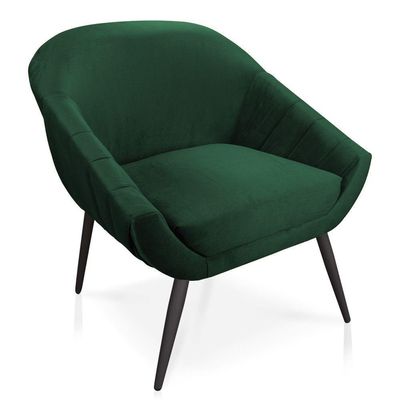 Kit 02 Poltronas Giovana Veludo Verde Esmeralda Pés Palito De Ferro