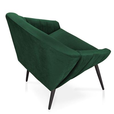 Kit 02 Poltronas Giovana Veludo Verde Esmeralda Pés Palito De Ferro