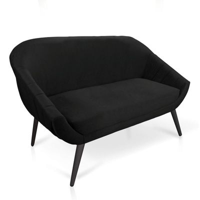 Kit 01 Namoradeira 02 Lugares E 02 Poltronas Giovana Veludo Pés Palito De Ferro Preto