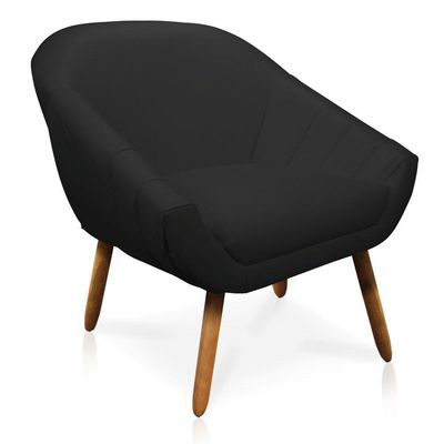 Kit 01 Namoradeira 02 Lugares E 01 Poltrona Giovana Corino Preto Pés Palito Castanho
