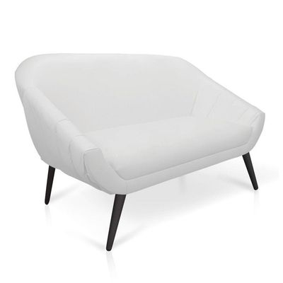 Kit 01 Namoradeira 02 Lugares E 01 Poltrona Giovana Corino Branco Pés Palito De Ferro