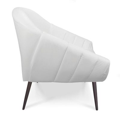 Kit 01 Namoradeira 02 Lugares E 02 Poltronas Giovana Corino Branco Pés Palito De Ferro