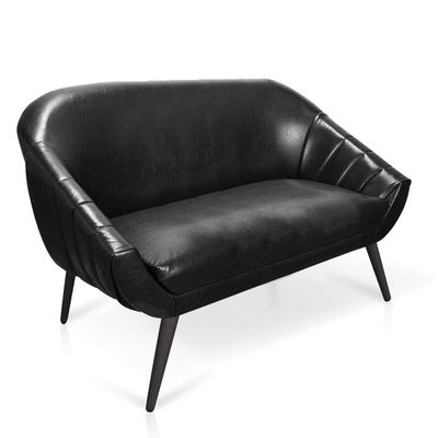 Kit 01 Namoradeira 02 Lugares E 02 Poltronas Giovana Corano Preto Pés Palito De Ferro