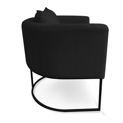 Kit 01 Namoradeira 02 Lugares E 02 Poltronas Paola Linho Preto A79 Base Metálica Preto