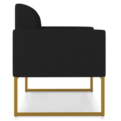 Kit 01 Namoradeira 02 Lugares E 01 Poltrona Marisa Linho Dourado Cor A79 Preto