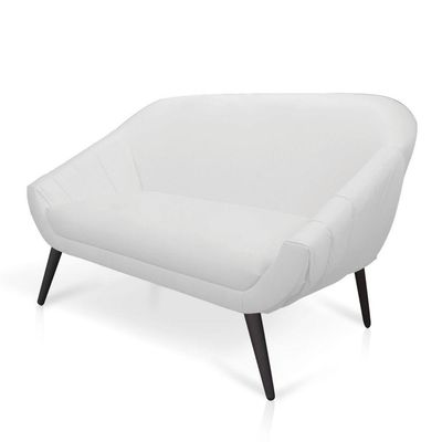 Namoradeira 02 Lugares Corino Branco Pés Palito De Ferro