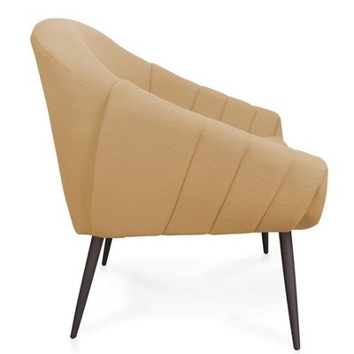 Kit 02 Poltronas Giovana Linho Areia A27 Pés Palito De Ferro
