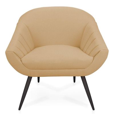 Kit 02 Poltronas Giovana Linho Areia A27 Pés Palito De Ferro