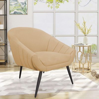 Kit 02 Poltronas Giovana Linho Areia A27 Pés Palito De Ferro