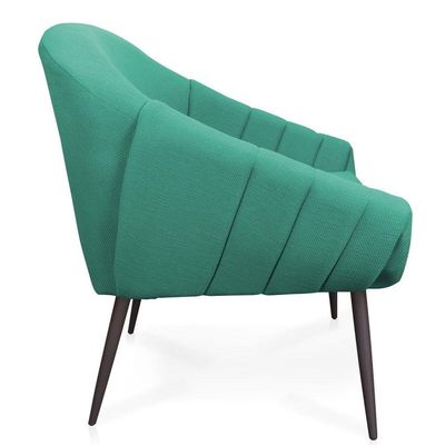 Kit 02 Poltronas Giovana Linho Pés Palito De Ferro A115 Azul Pavão