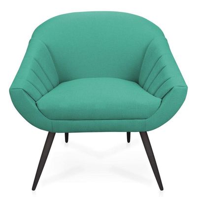 Kit 02 Poltronas Giovana Linho Pés Palito De Ferro A115 Azul Pavão