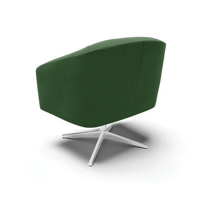 Poltrona Giratória Stella Suede Verde Base Cromada
