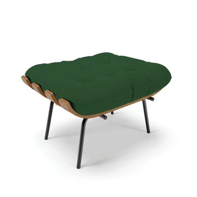 Kit 01 Poltrona E 01 Puff Costela Veludo Verde