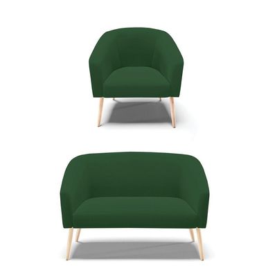 Kit 01 Namoradeira 02Lug E 01 Poltrona Stella Natural Verde