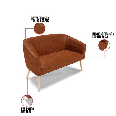 Kit 01 Namoradeira 02Lug E 02 Poltronas Stella Natural Nozes