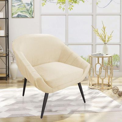 Kit 02 Poltronas Giovana Veludo Pés Palito De Ferro Bege