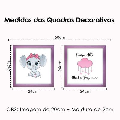 Kit 2 Quadro Infantil Elefanta Menina 1