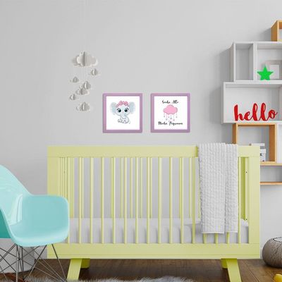 Kit 2 Quadro Infantil Elefanta Menina 1