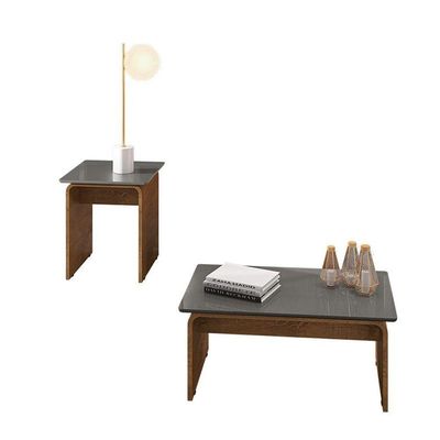 Conjunto De Mesas Lateral E Centro Titanium/Naturale