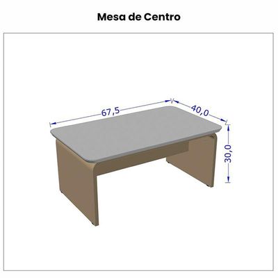 Conjunto De Mesas Lateral E Centro Titanium/Naturale