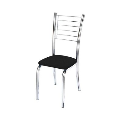 Conjunto 3 Cadeiras Cromadas Para Cozinha Kiara-corino Preto