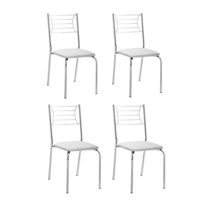 Kit 4 Cadeiras Nanda Cromada Branco