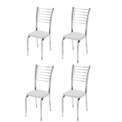 Conunto 4 Cadeiras Cromadas Para Cozinha Kiara-Corino Preto