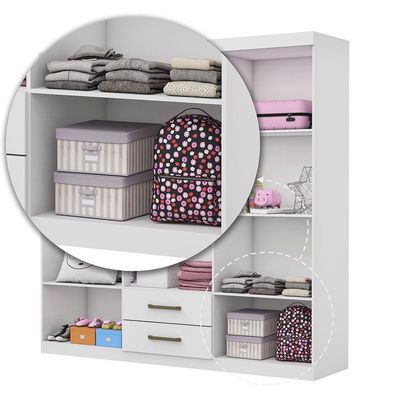 Guarda Roupa Infantil Elissa 6 Portas Carioca Móveis Branco
