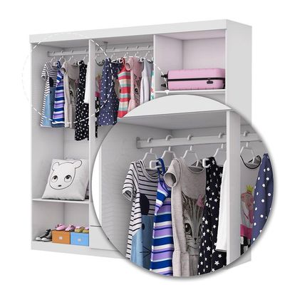Guarda Roupa Infantil Elissa 6 Portas Carioca Móveis Branco