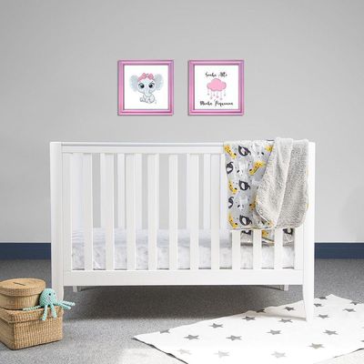Kit 2 Quadro Infantil Elefanta Menina Moldura 2