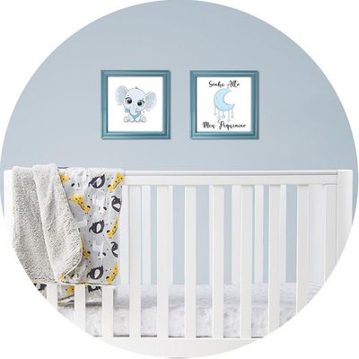 Kit 2 Quadro Infantil Elefante Menino Moldura 2