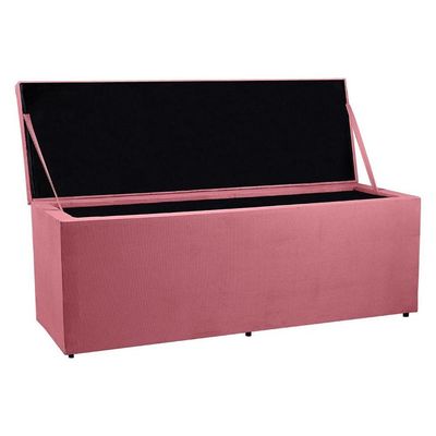Calçadeira Recamier Baú Queen 1,60m Madrid Suede Rosa