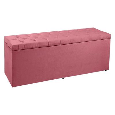 Calçadeira Recamier Baú Queen 1,60m Madrid Suede Rosa