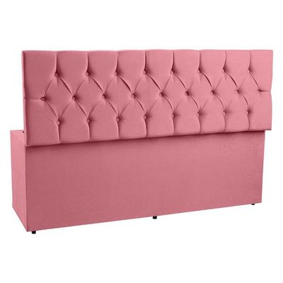 Calçadeira Recamier Baú Queen 1,60m Madrid Suede Rosa